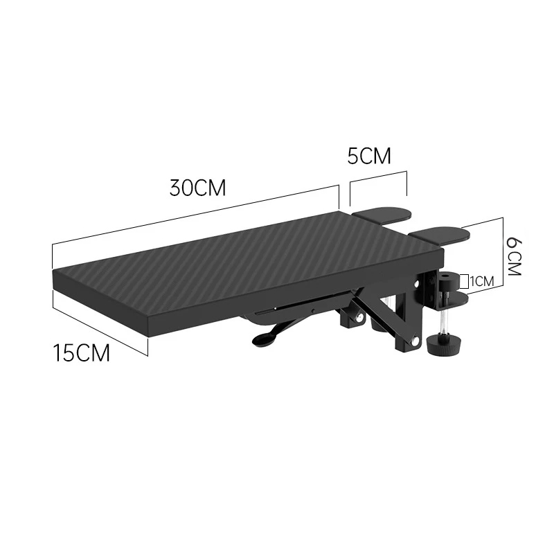 Wood Computer Arm Bracket Convenient Mouse Pad Holder Computer Desk Extender Foldable Armrest Rack for Desk Home Desktop: black