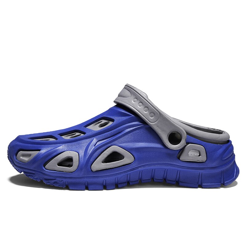 Sandali da uomo moda estate uomo zoccoli da spiaggia scarpe uomo pantofole vuote scarpe scarpe da acqua Casual illuminate a rete sandali da uomo: Blue grey / 41