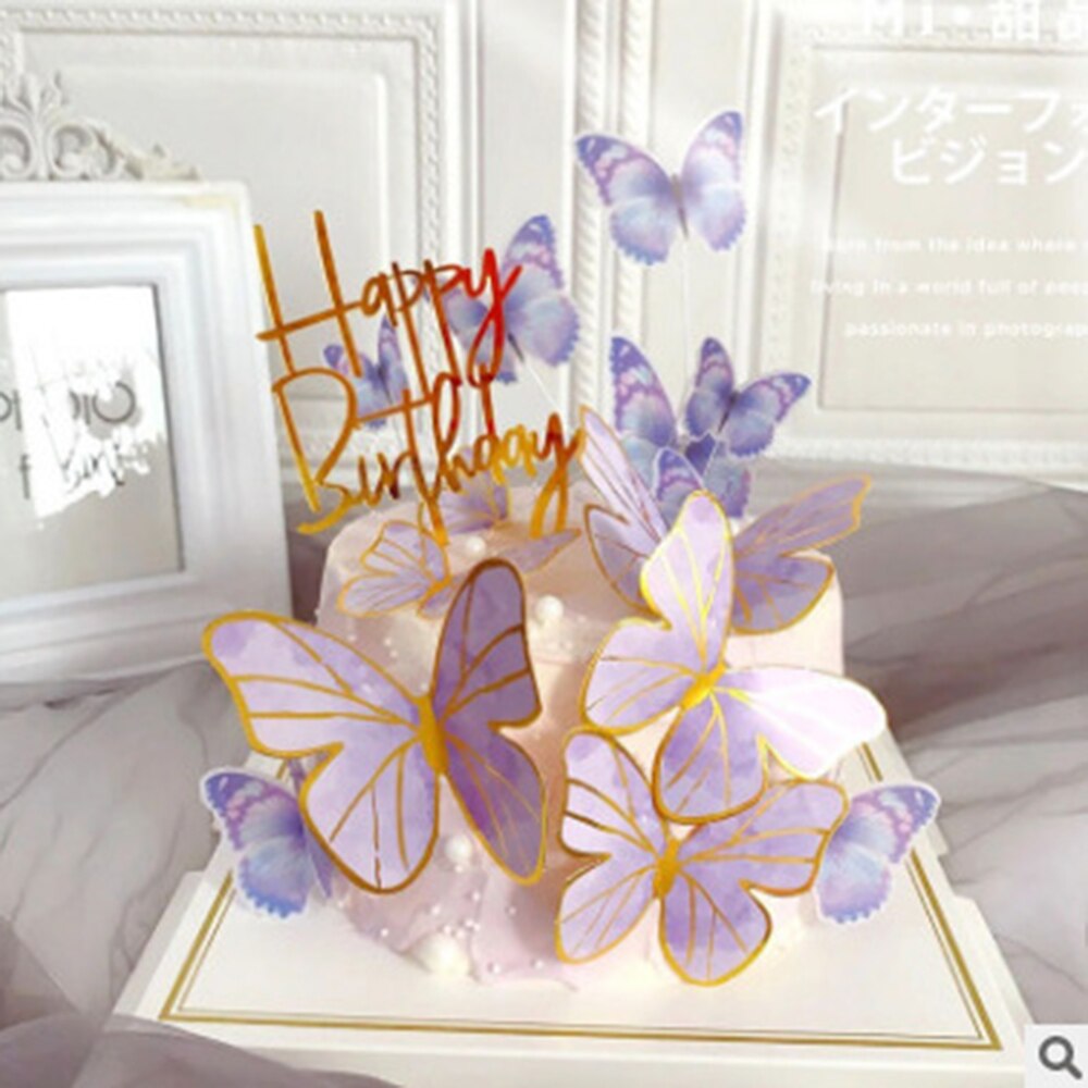 Schmetterling Kuchen Gekrönt Glücklich Geburtstag Kuchen Dekorieren Lieferungen für Baby Dusche Hochzeit Geburtstag Party Dekorationen