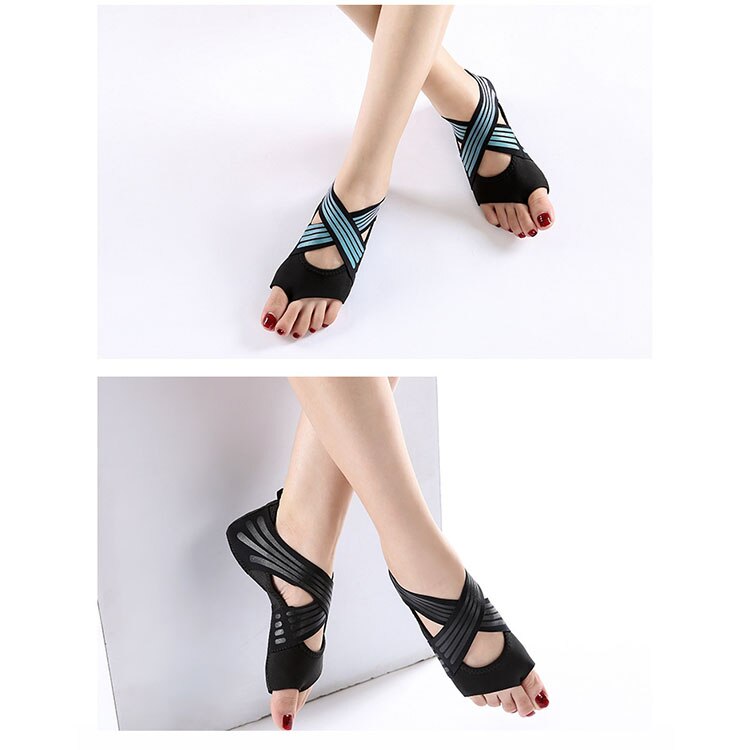 Cross Half Toe Yoga Training Shoes Anti Skid Yoga Shoes Silicon For Pilates Barre dance