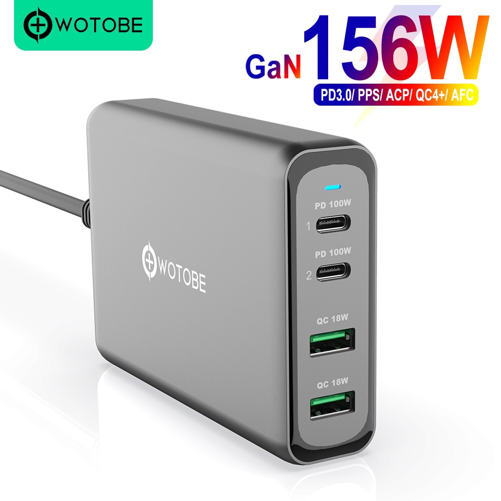 156W Gan Opladen Station, usb C PD100W Super Fast Charger 2.0 Pps Voor Samsung Lenovo Think Pad Yoga Acer Hp Dell Lg Gram Laptop