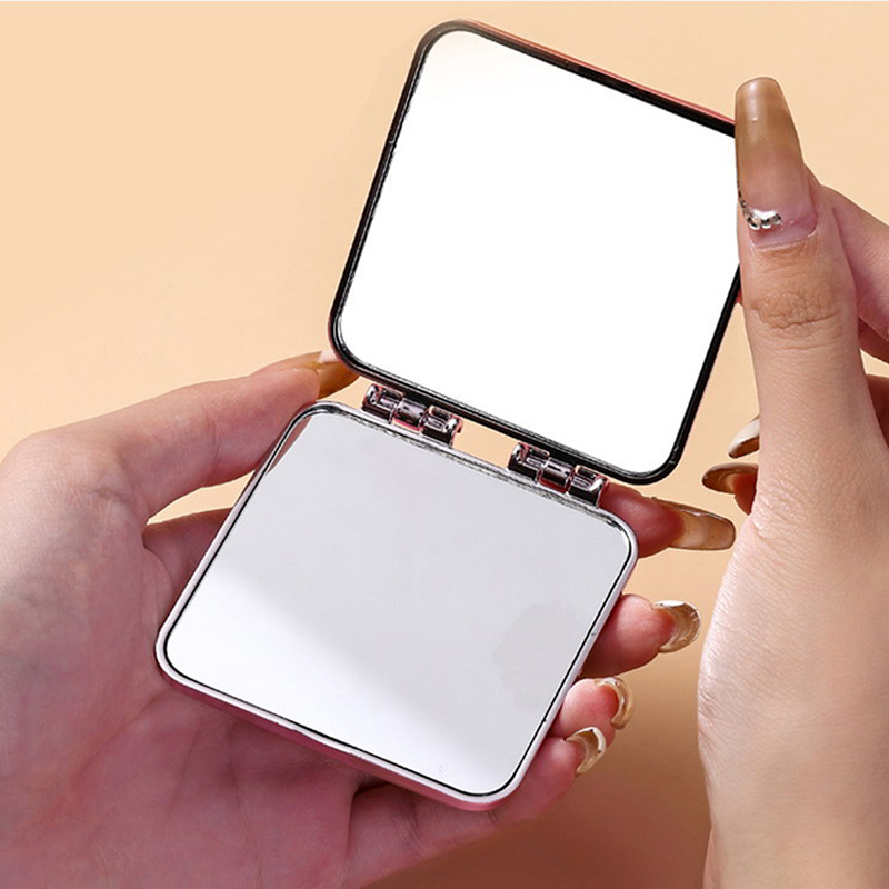 Mini Square Makeup Mirror Portable Hand Mirror Small Double-sided Miroir Folding Compact Clamshell Simplicity Mirror Beauty