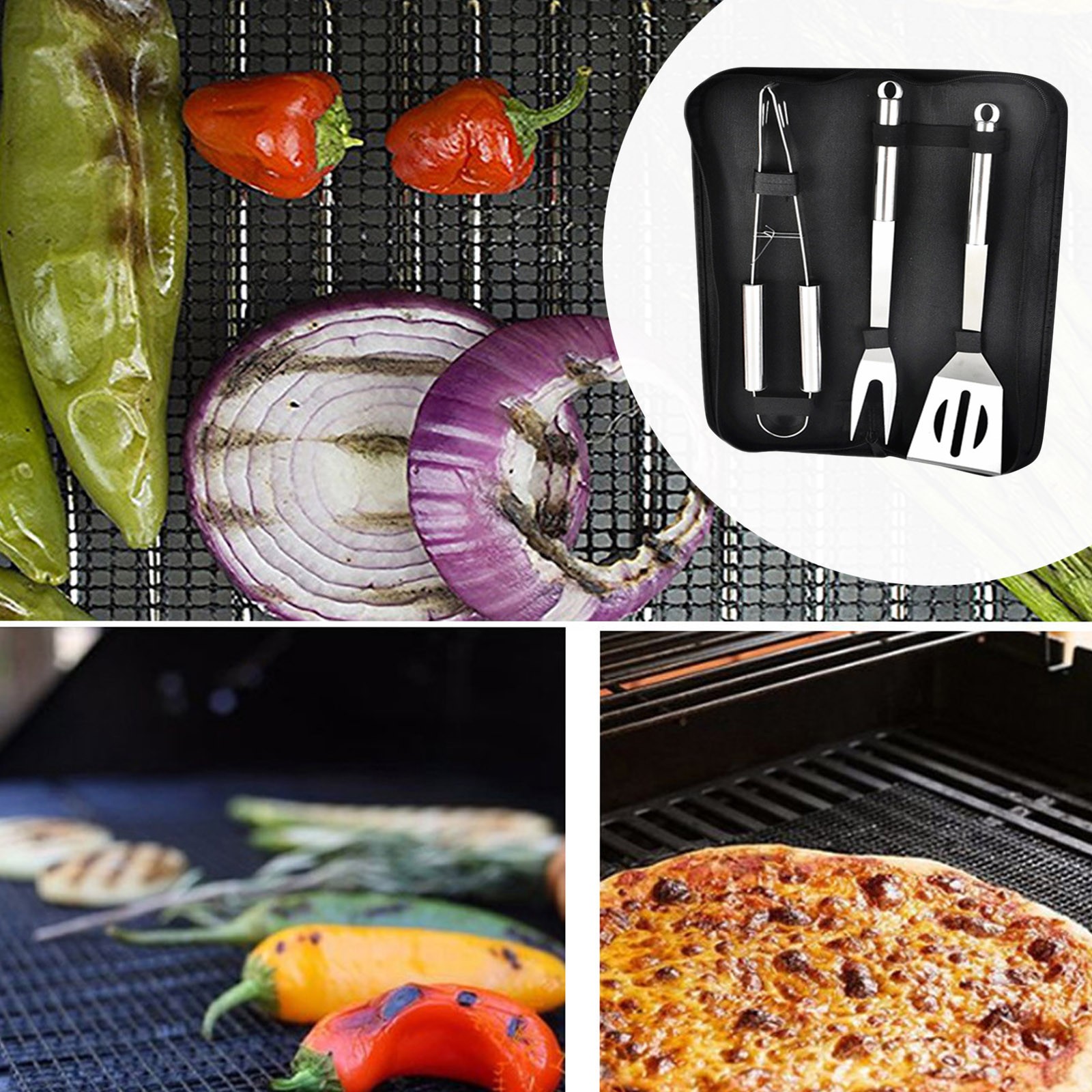 BBQ Set Grill Cooking Utensils Kit Stainless Steel Shovel Fork Tong Barbecue Tool Portable Case BBQ Accessories Bakeware Sets