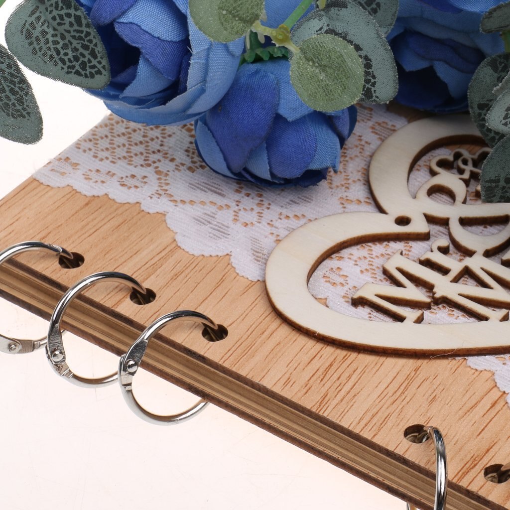 Bloc de notas de madera para boda, libro de visitas de amor hueco, álbum de boda, cuaderno