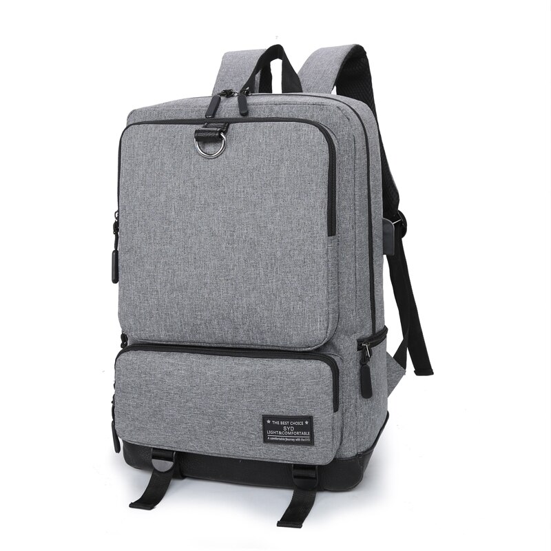 Men&#39;s Backpack Casual Business Laptop Backpack Male USB Socket Teen Student Schoolbag Women&#39;s Daily Work Bag Black Gray Blue: gray