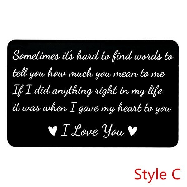 Year Love Note Boyfriend Engraved Wallet Cards Inserts Anniversary party favors Christmas for Husband Men: C