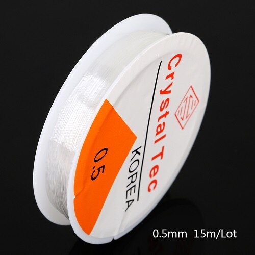 Mode 5/8/10/12/15 Meter/Roll Lengte Diameter Crystal Elastisch string Discussie Voor DIY Ketting Armband Sieraden: 0.5mm 15M