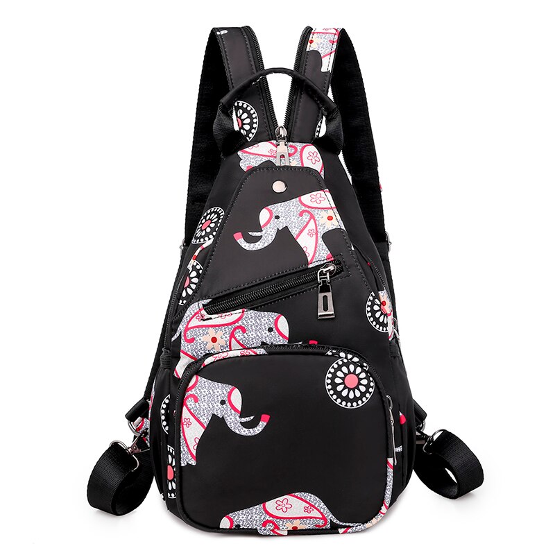 Bloemen Patroon Vrouwen Rugzak Duurzame Stof Oxford Rugzak Mooie Stijl Meisjes Winkelen Rugzak Vrouwelijke Rugzak: Black