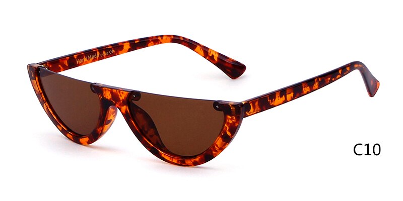 Half Moon Slim Sunnies Sunglasses Women Brand Retro Vintage Pink Lens Cat Eye Frame Sun Glasses Girls Shades 463B: C10 leopard tea