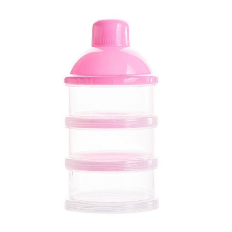Bærbar baby mælkepulver formel dispenser mad beholder opbevaring bønne boks til baby børn småbørn tre gitter mad opbevaring boks: Lyserød