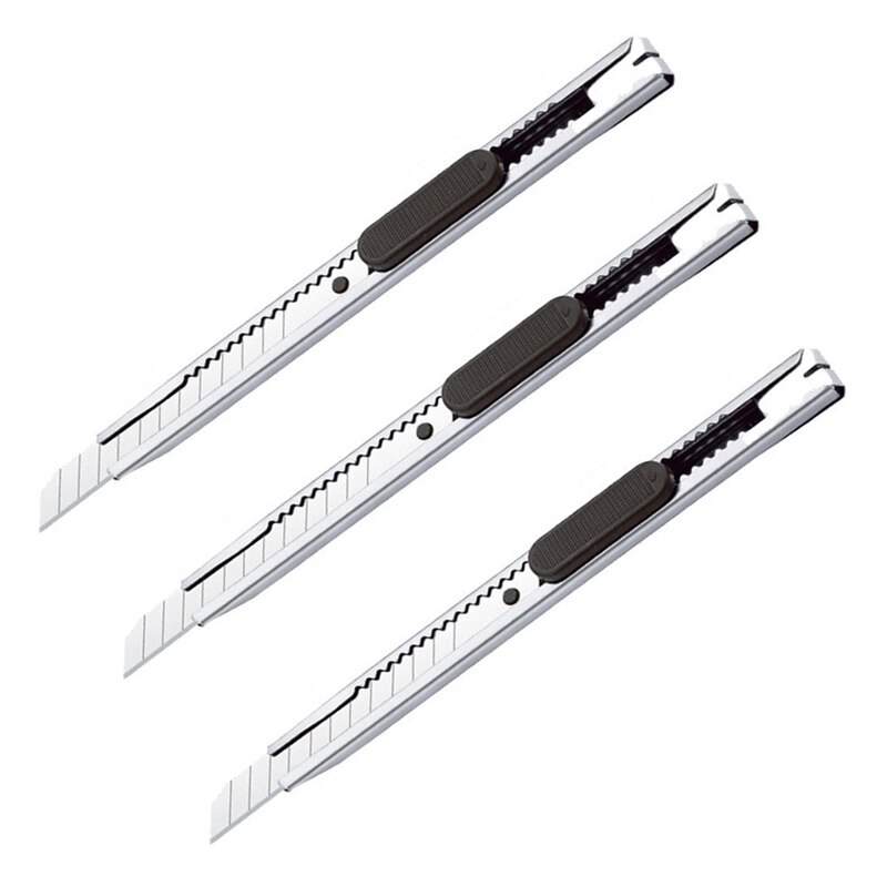 Snap Off Snap-off Blade Cutter Knife Paper Student Office Stationery Slide Art Box Package Open Craft Tool Handicraft Sharp: Silver 45 Degree