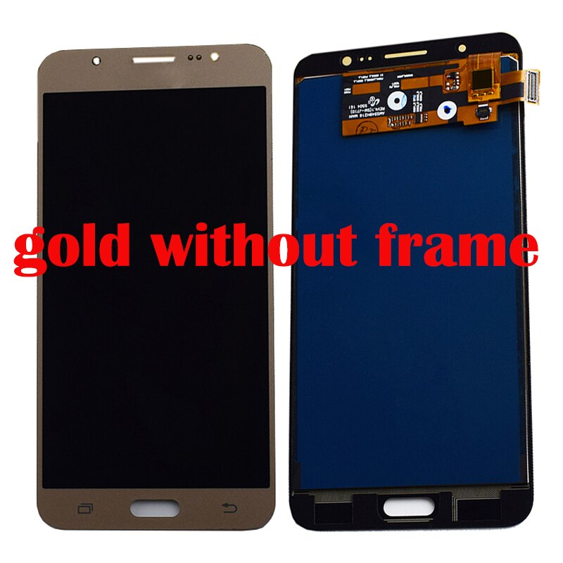 Til samsung galaxy  j7 lcd screen  j710 j710f j710m j710mn j710h lcd display screen touch screen digitizer assembly frame: Guld uden ramme