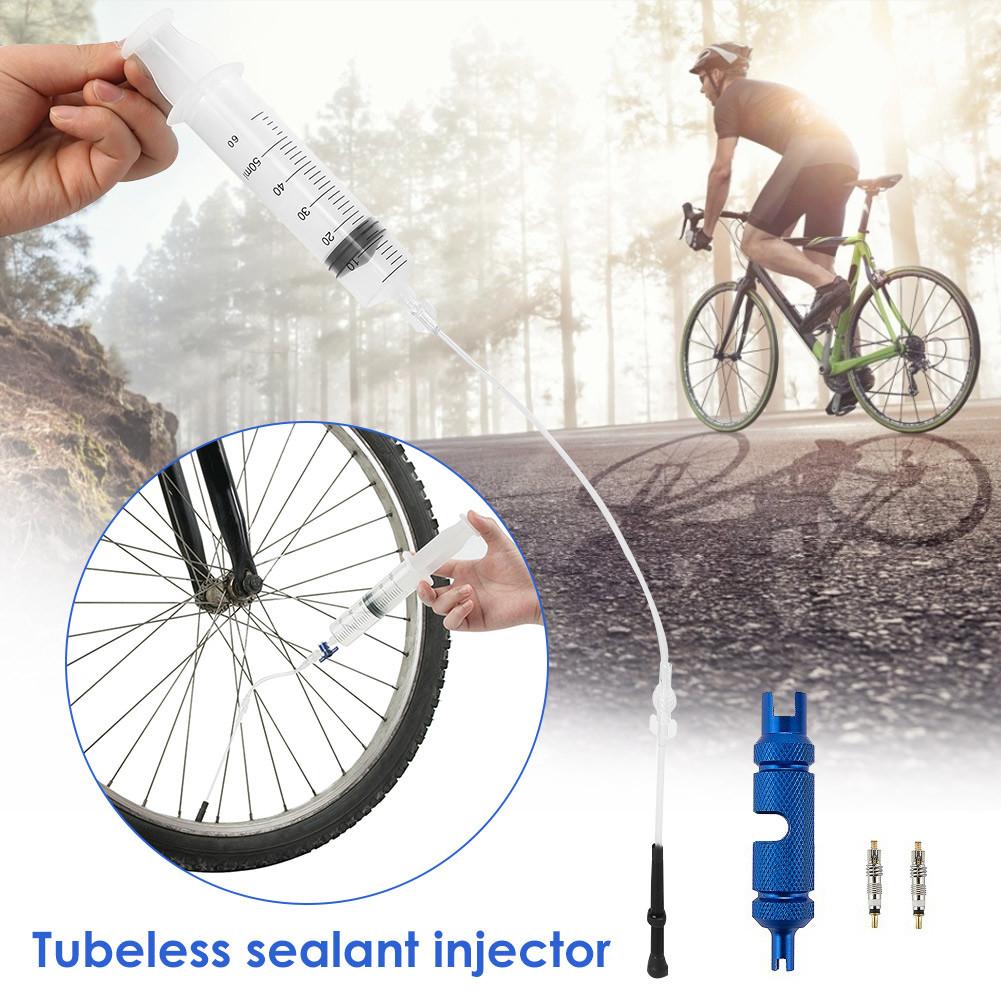 Bicycle Tubeless Tire Liquid Injection Tool MTB Road Bike Tubeless Sealant Injector Tyre No Inner Tubes Valve Core Tools Cycling