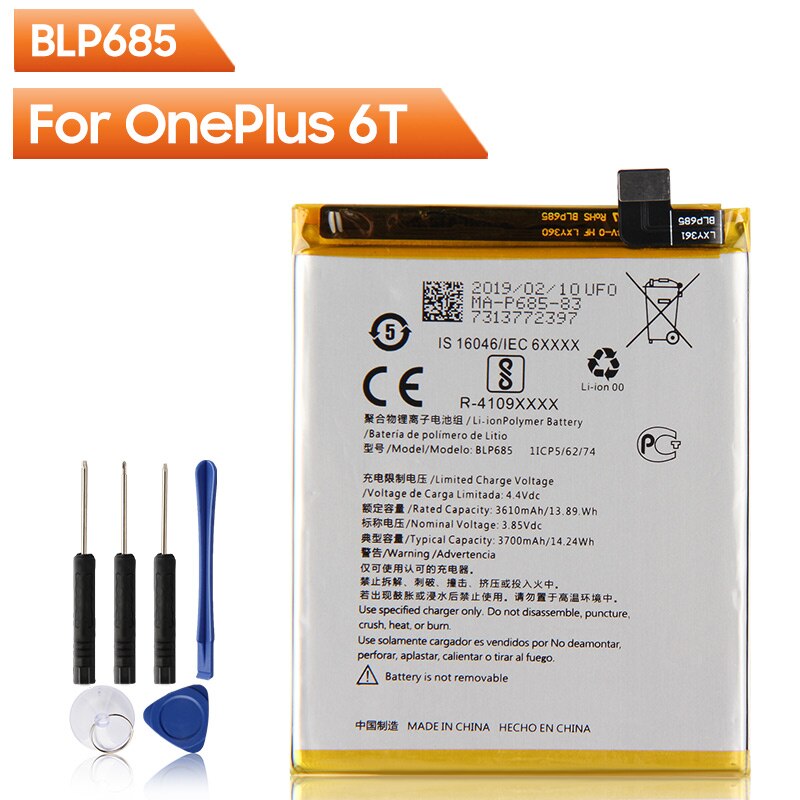 OnePlus Original Telefon Batterie BLP637 Für OnePlus 5 5T 6 6T 7T 7T Pro BLP571 Für onePlus 1 2 3 3T BLP685 Für OnePlus 7 7 Pro: BLP685-OnePlus 7 6T