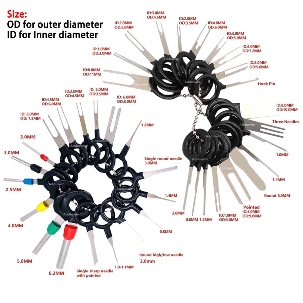 38pcs Wire Terminal Removal Tool Car Electrical Wiring Crimp Connector Pin Kit Set Extractor Puller Terminal Repair Accessories