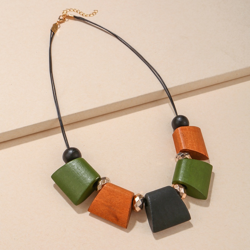 Collar con pechera étnico Vintage para mujer, escalera geométrica, collares de cuentas de madera, colgantes, nueva , joyería para el cuello