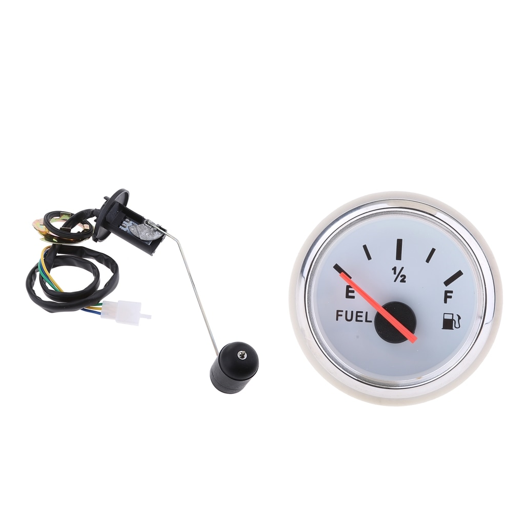 2 inch 52mm Marine Dash Mounted Fuel Lever Gauge & Sensor - E-1/2-F Indicating Range (33 to 240ohm)