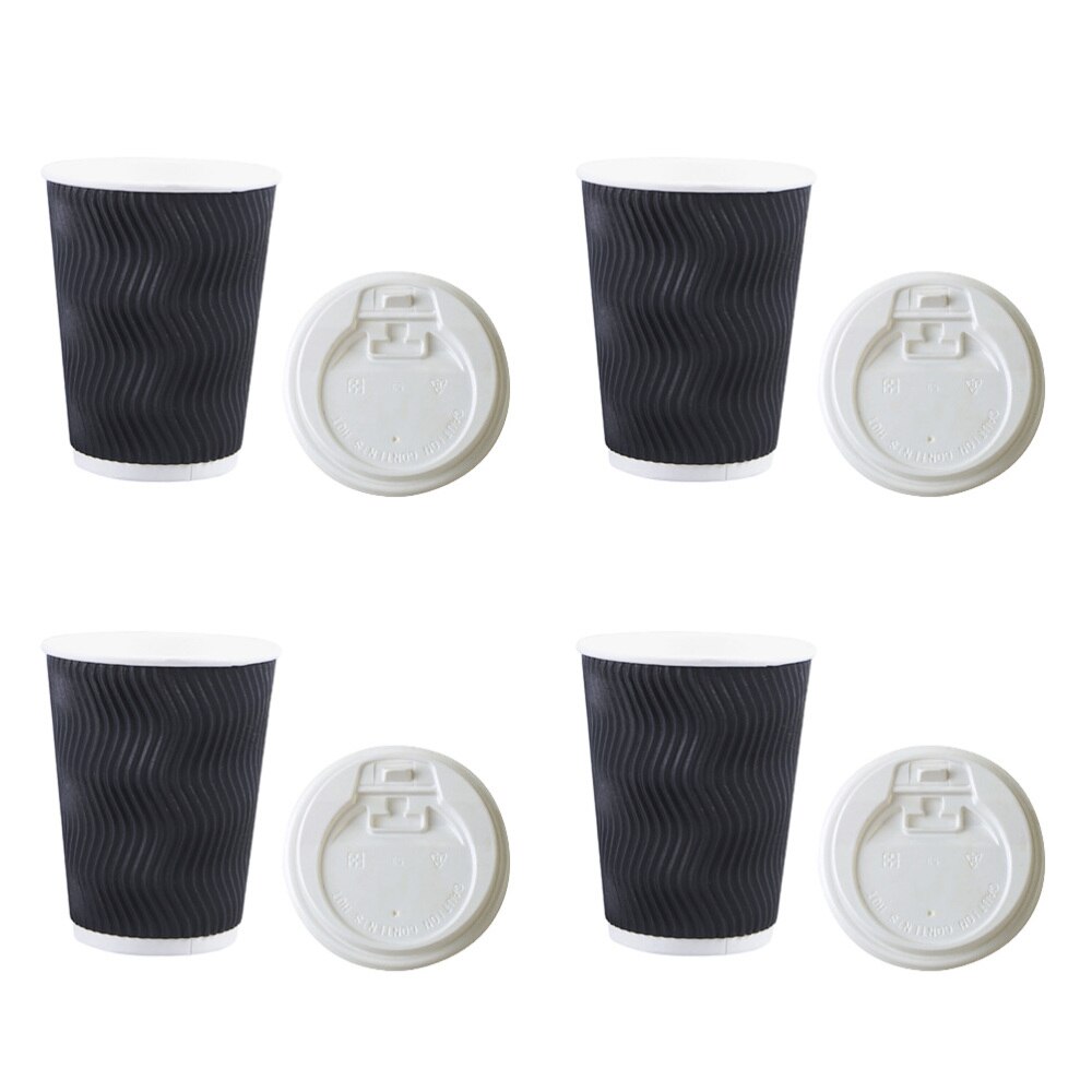 50 pcs Coffee Cups Disposable Threaded Takeaway Insulation Tableware for Restaurant Canteen: White Lid