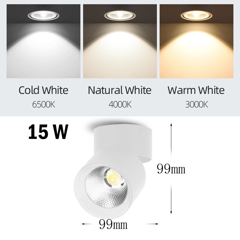 Adjustable LED Spotlights 7W 10W 15W Led Spot Light Lamp Ceiling Spots Track Lights Lighting Spotlight for Home Kitchen Bedroom: 15W White Body / Cold White