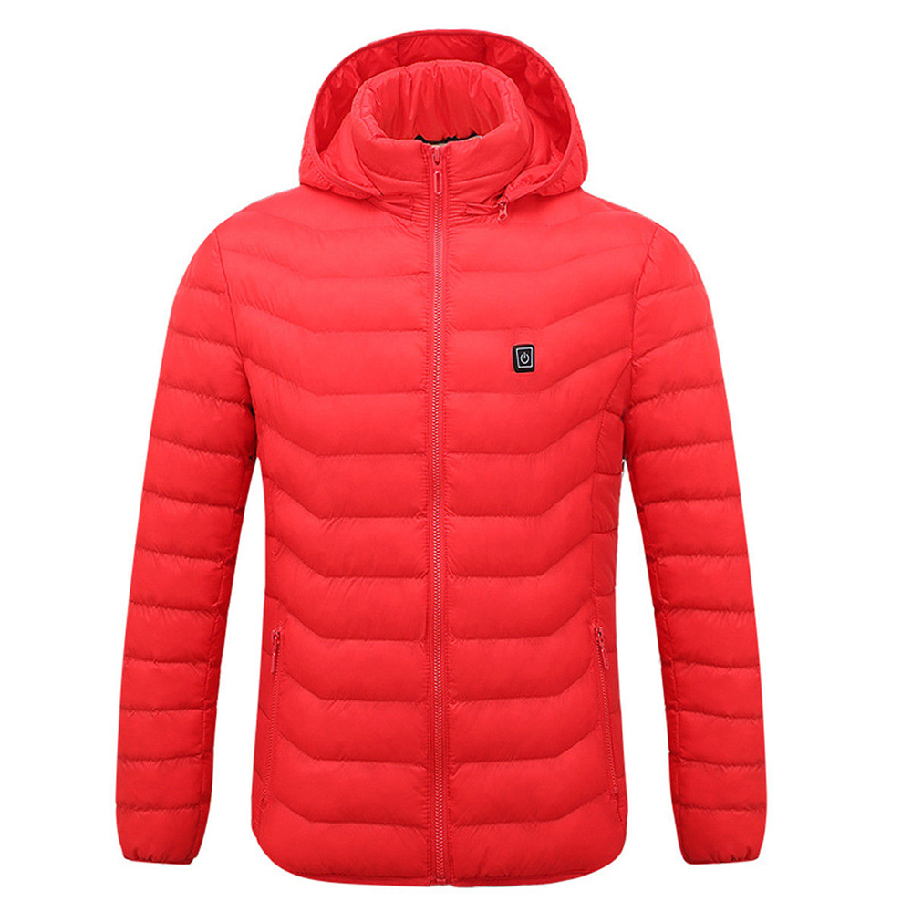 USB Verwarmde Jas Elektrische Batterij Temperatuur Ajustable Hoodie Jas Elektrische Verwarmde Vest Winddicht Lange Mouwen Verwarming Jas: Red / XXXXL