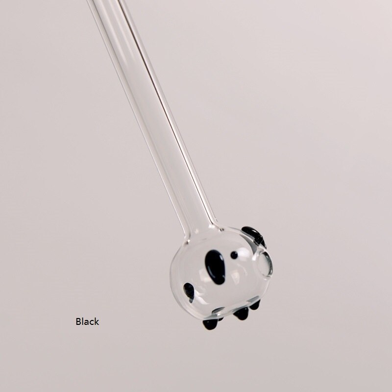 3pcs/lot Glass Straws Pig Glass Straw Lovely Drink Like Fish Handmade Glass Straw Pipette Pig Drinking Straws: black