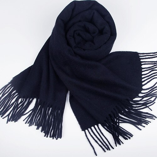 FURTALK 100% bufanda de lana de cordero para mujer Cachemira bufanda de lana Pashmina Bandana invierno otoño bufanda larga Mujer chales foulard femme: Azul oscuro