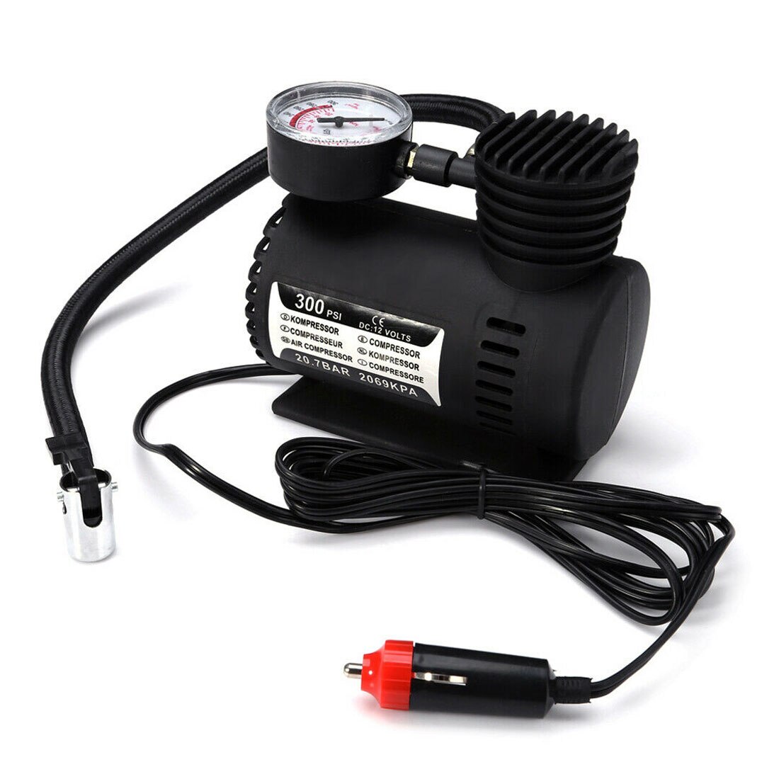 ABS Automotive Durable Vehicle Mini Air Compressor 300 PSI Tire Inflator Pump DC 12V Car Parts Car Accessories