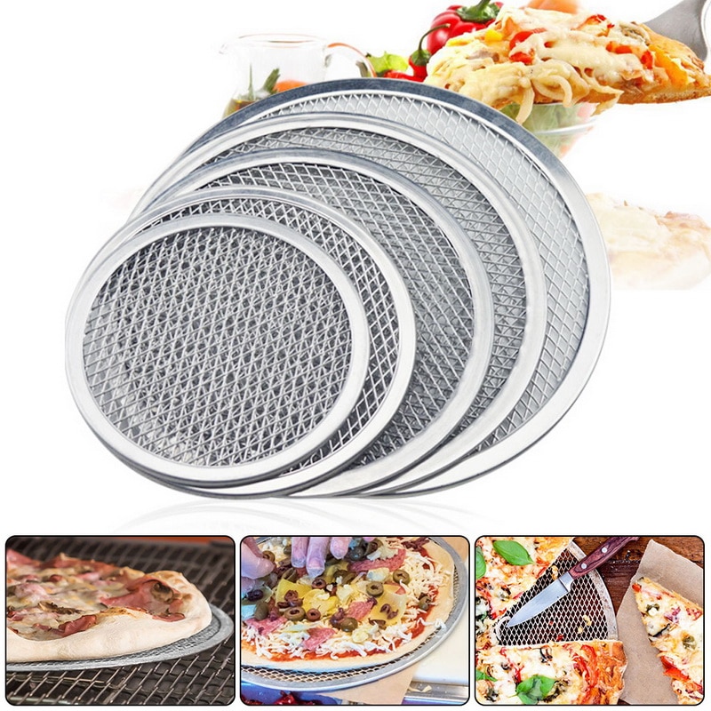 Nonstick bagegrej pizza pande aluminium pizza skærm til køkken restaurant pizza net aluminium fortykket pizza bageware net