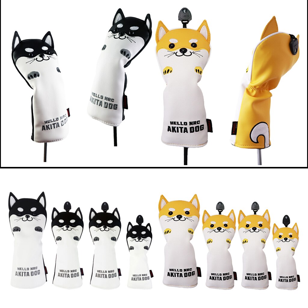 4 Stks/set Golf Hoofd Covers Voor Driver Fairway Wood Golf Club, Mooie Akita Hond Headcovers Golf Cover Universele Protector