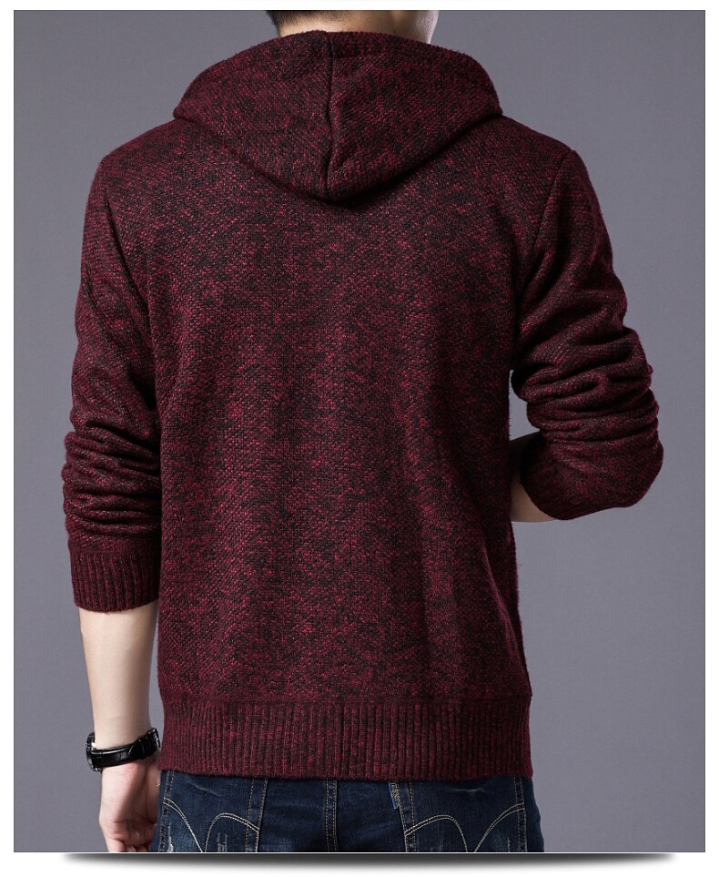 Herfst heren dikke warme gebreide trui effen lange mouw coltrui truien rits wol fleece winterjas comfortabele kleding