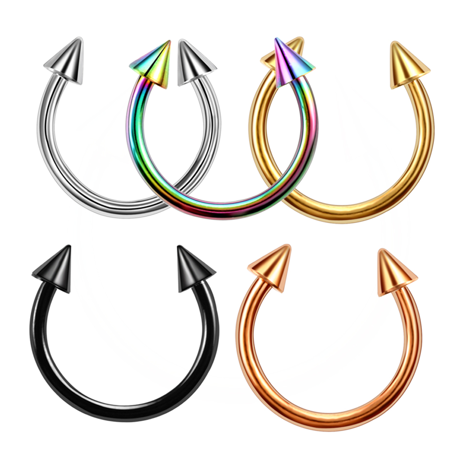 Piercings circulares de acero para labio, ceja, nariz, tabique, aro, cartílago de la oreja, pendiente de lóbulo de hélice, 18G, 16G, 1 par