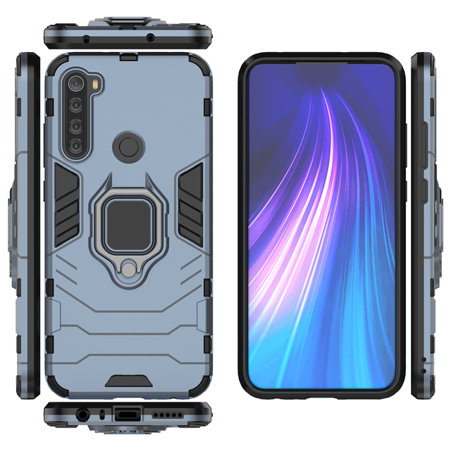 Shockproof Armor Case for Xiaomi Redmi Note 8T Case Ring Holder Stand Phone Cover for Xiomi Redmi Note 8T 8 T 11 Pro 10 9 9s 7 5: Denim / Navy Blue