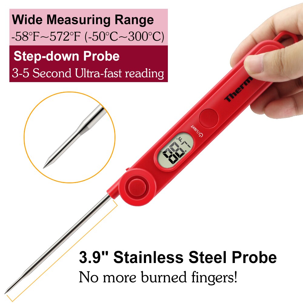 Original ThermoPro TP03A Ultra Fast Digital Instant Read Food Cooking Meat Thermometer with 11 CM Stainless Steel Probe