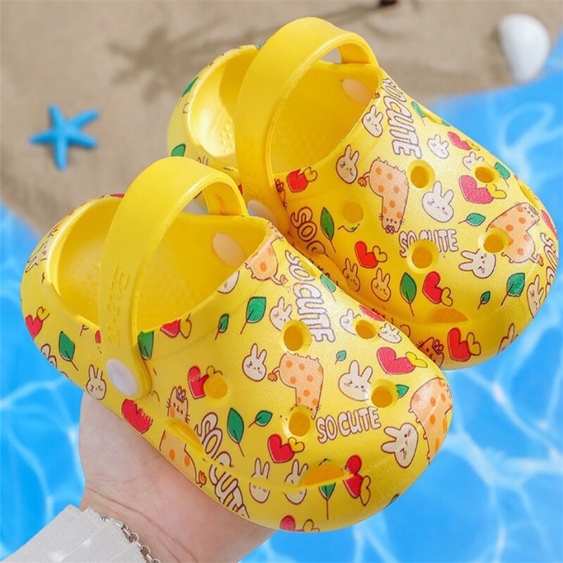 Children Garden Shoes Boys and Girls Cartoon Sandal Summer Slippers Kids Garden Baby Sandals: Yellow / 22-23