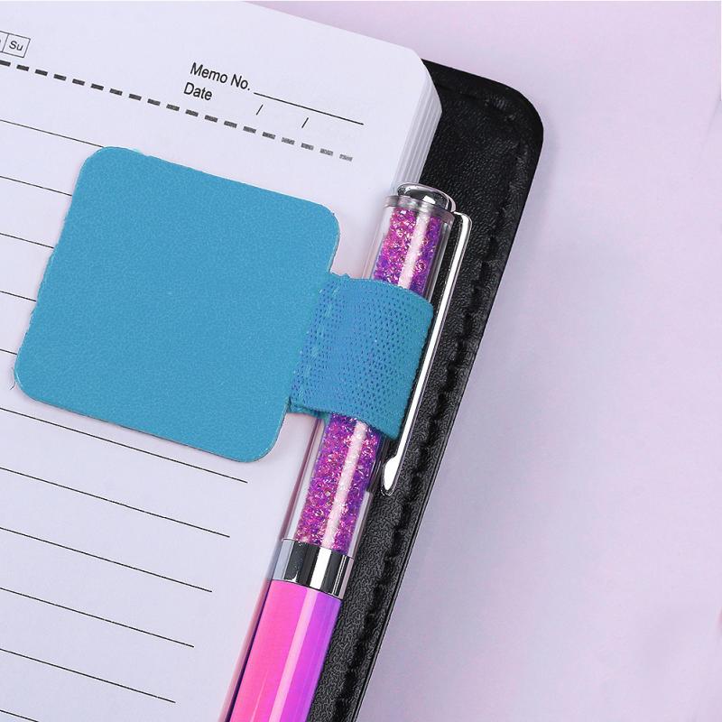 Penklip selvklæbende tilbehør elastisk sløjfe enkel stil læderpenneholder blyant eller notesbøger tidsskrifter udklipsholder penhold