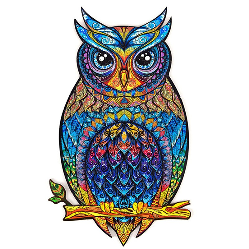 Kids Animal Wooden Puzzle for Adults Children Wood DIY Crafts Wolf Shaped Wood Decoration Puzzle Toys Educational Game Toys: Owl