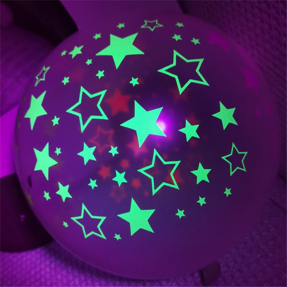 50/100Pcs 12inch Neon Luminous Balloons UV Blacklight Reactive Balloons Fluorescent Star Dot Wedding Birthday Party Decoration