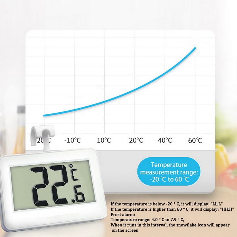 Vattentät digital termometer lcd digital skärm precision kylskåp termometer kyl och frys med justerbart stativ