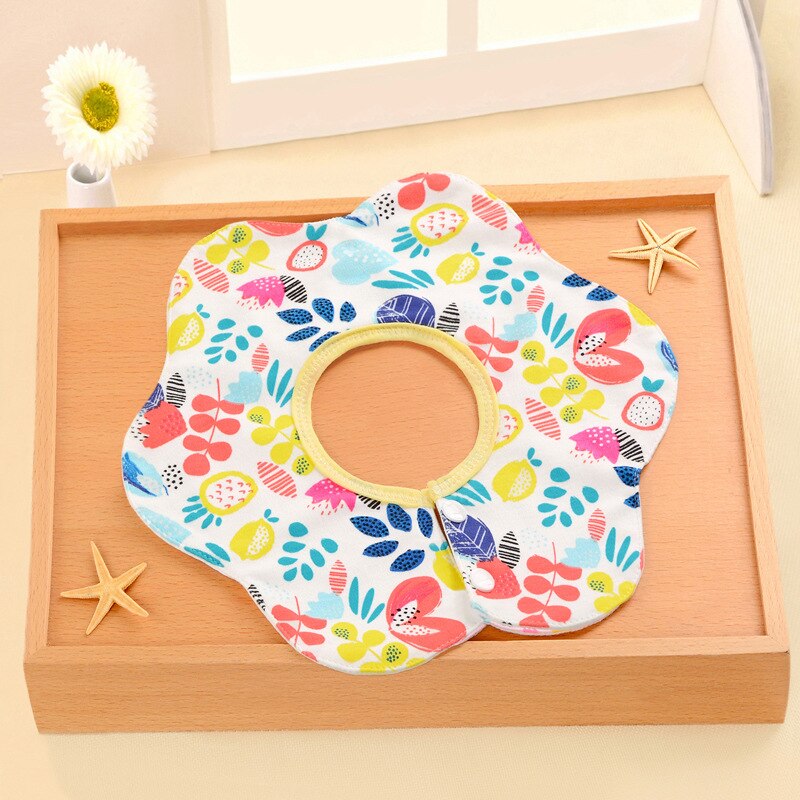 3 Layer Rotating Double Cotton Cartoon Pattern Bibs Baby Feeding Burp Cloths Lovely Flower Style Baby Waterproof Bibs: C