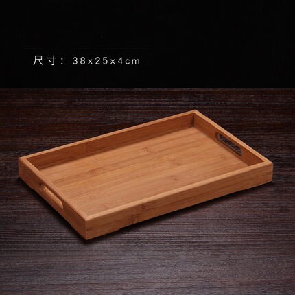 XMT-HOME Rectangle tea table wooden solid wood serving tea tray bamboo tea tray desk: 35x25x4