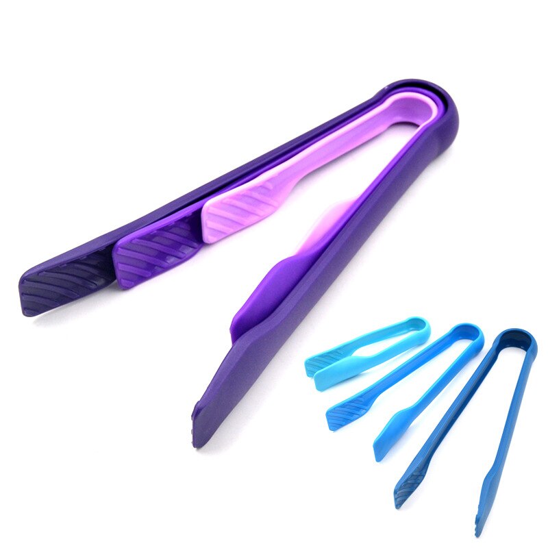 Vacclo Plastic 3pcs/set Food Tongs 6/8/10 Inch Colorful Fruit Cake Bread Catch Eco-friendly Tongs BBQ Steak Roast Sushi Clamps
