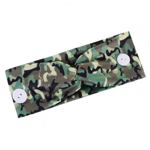 Diadema de buena elasticidad con absorción del sudor, banda para la cabeza cabello con dos botones fuertes para trotar: Camouflage