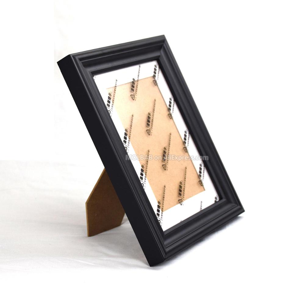 7X5 Inch Black Wood Tabletop Photo Picture Frame With Matboard Unique Style Wooden Molding Border Wall Mounted For Desk Decor: Black-WR
