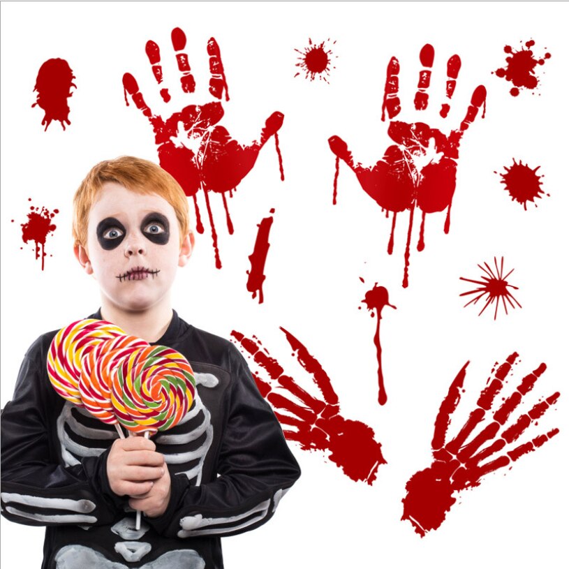 Halloween przerażenie dowcip naklejki Halloween krwawe śdama okno podłoga naklejka naklejki na drzwi, ścianę impreza narzędzia robić dekoracji: G 44cmx45cm