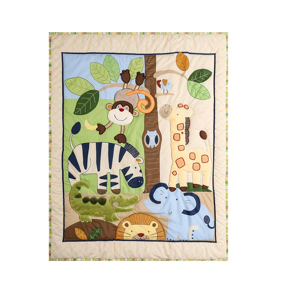 Bomull baby quilt print broderi jungel skog for gutter