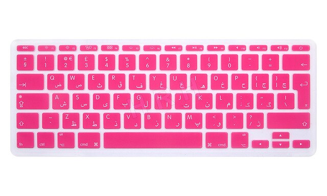 EU UK Arabic Alphabet Soft Silicone Persian Keyboard Protector Cover Skin For Apple MacBook Air 11.6 Inch 11" A1465/A1370: Pink