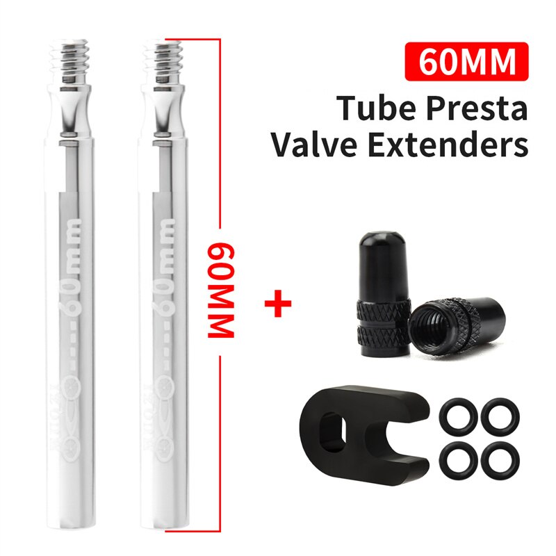 Rower zawór Presta Extender Clincher opon wymienny zawór dętka rozszerzenie Adapter zaworu z podstawowe narzędzie akcesoria rowerowe: Integrated60mmSilver