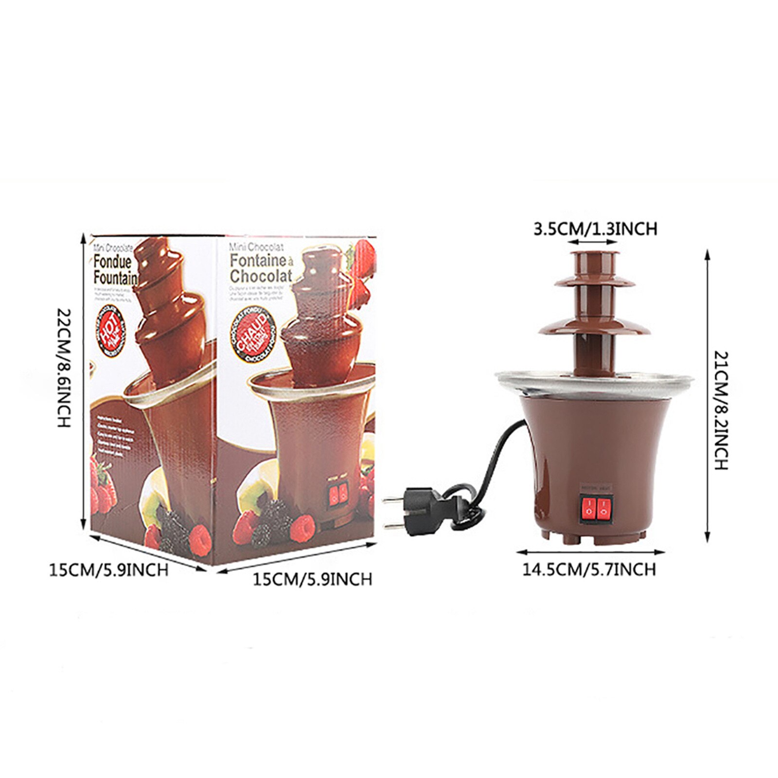 Mini Chocolate Fountain Three Layers Chocolate Melt With Heating Fondue Machine Diy Mini Waterfall Hotpot