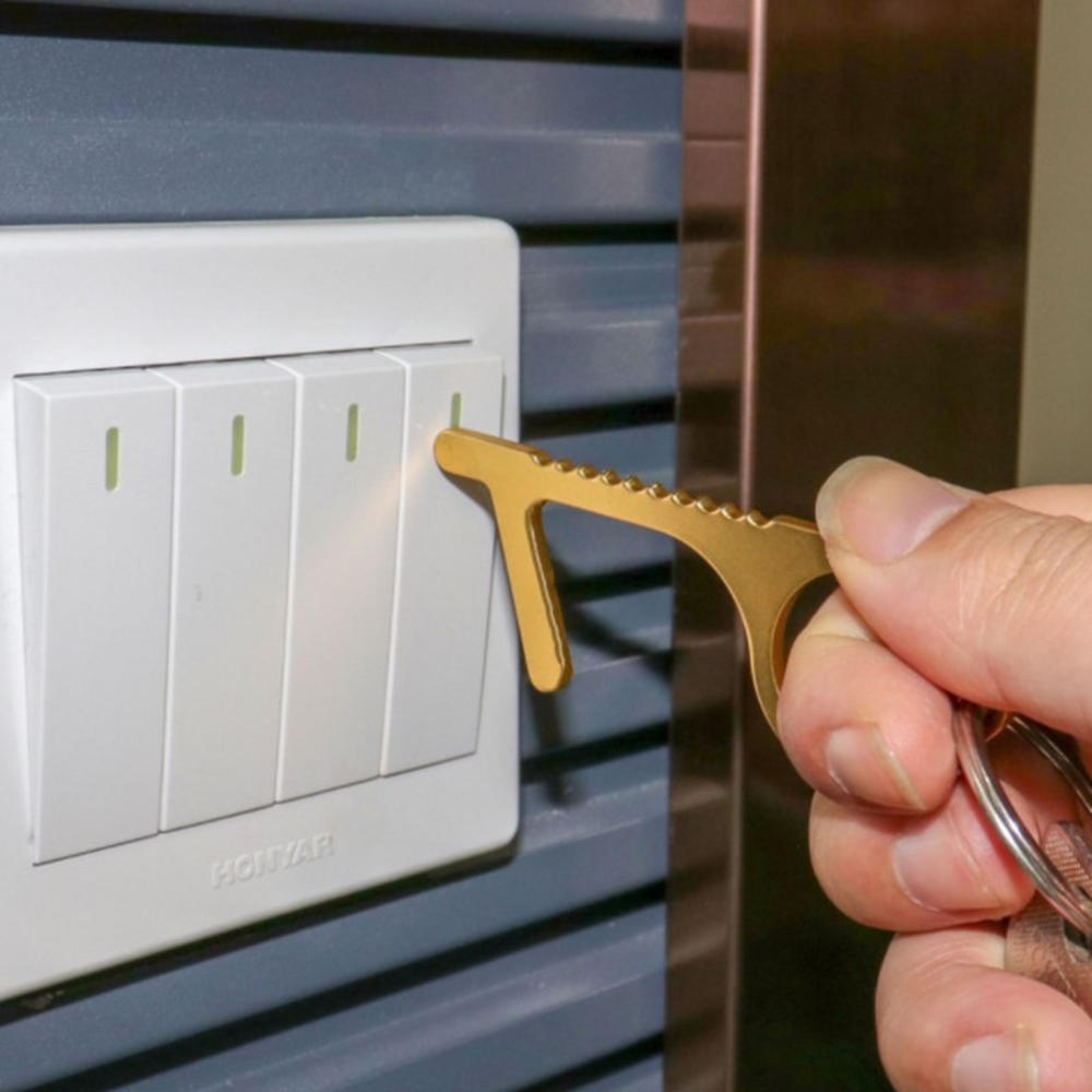 Multi-functional Anti-contact Key Chain Protection Against Epidemic And Anti-virus Easy Pull Button Isolation Portable Door Open