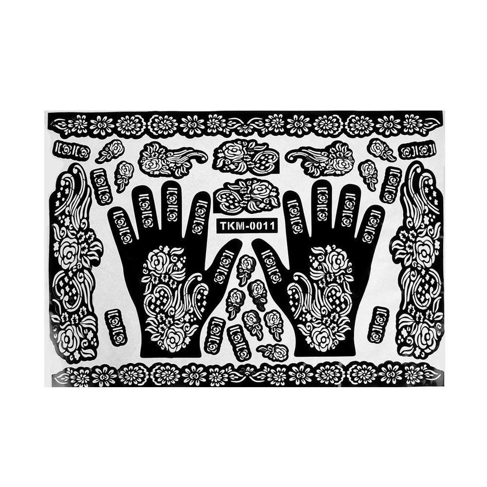 1 stk hænder/fødder tatovering henna indiske midlertidige tatoveringsskabeloner stenciler til airbrushing mehndi kropsmaleri indretning tilfældig stil
